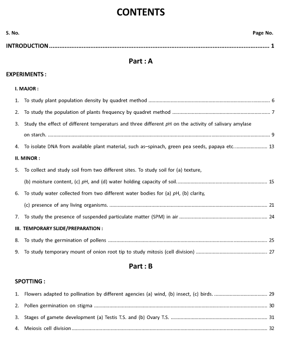 CBSE Lab Manual Biology for Class 12 Sahitya Bhawan